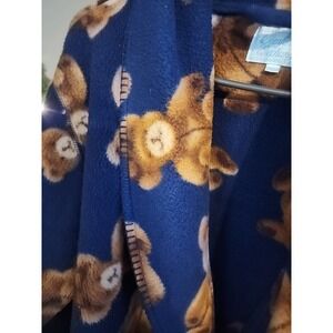 Comfort Exchange Fleece Robe Teddy Bear Long Graphic Made In Taiwan Missing Tie